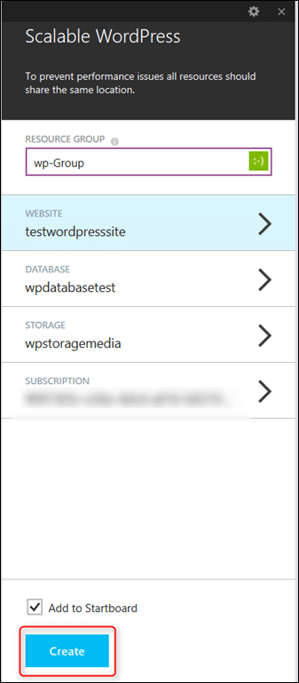 Choosing the Subscription plan - Microsoft Azure WordPress